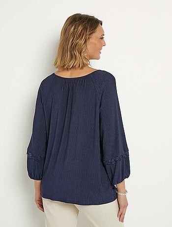 Tunique fluide, col rond avec liens