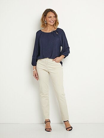 Tunique fluide, col rond avec liens