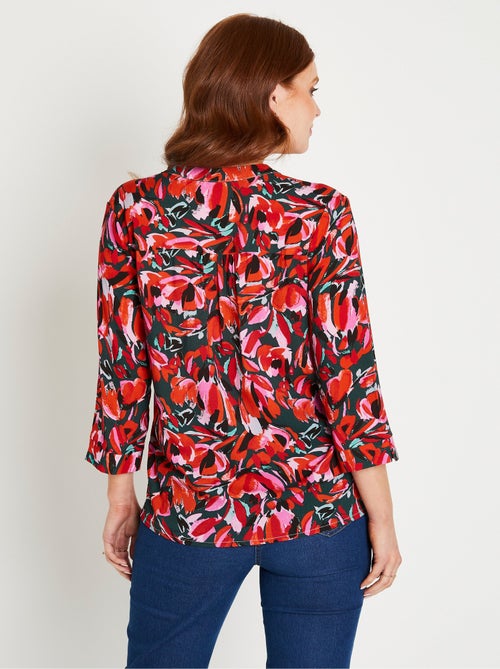 Tunique fluide évasée longue fleurie col rond - Kiabi