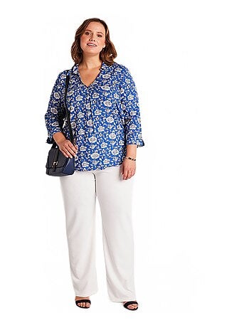 Tunique fluide longue évasée fleurie - Afibel