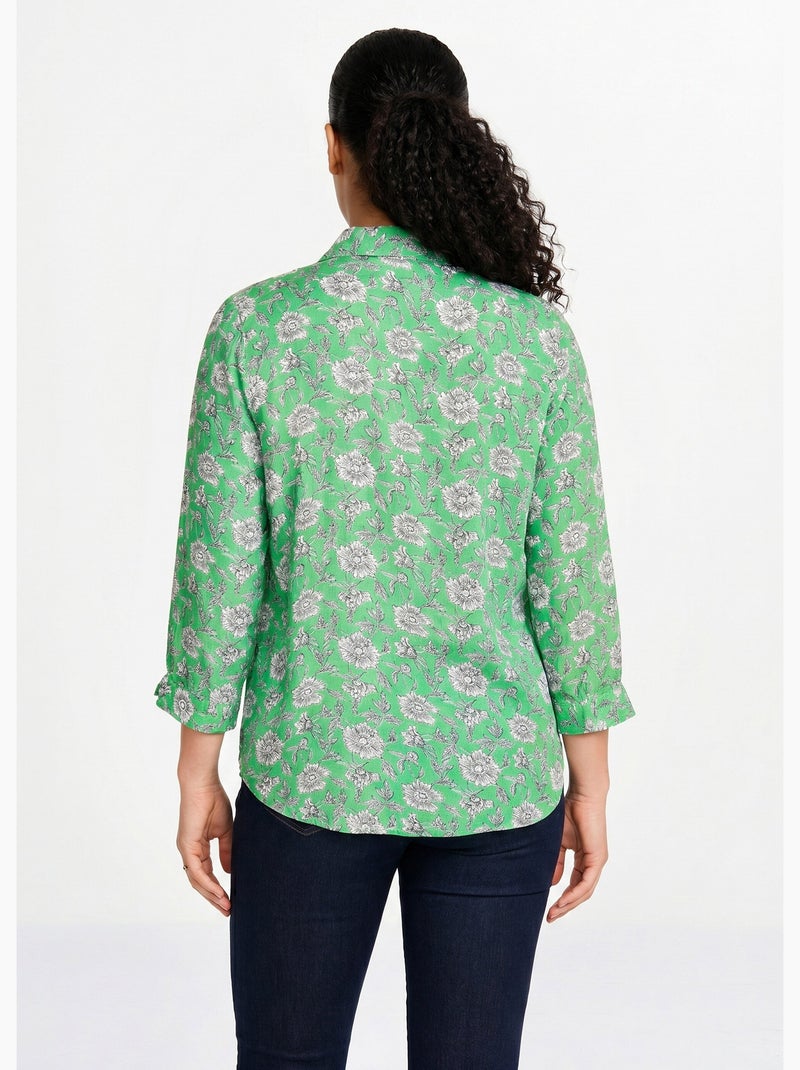Tunique fluide longue évasée fleurie - Afibel Blanc Vert - Kiabi