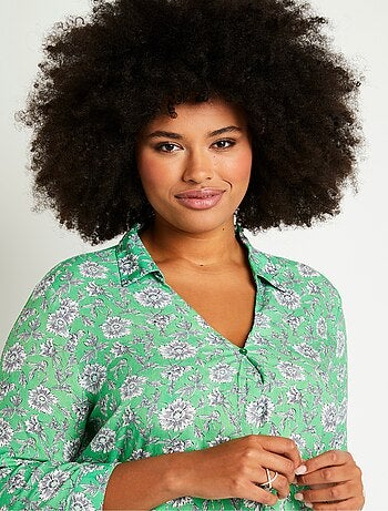 Tunique fluide longue évasée fleurie - Afibel