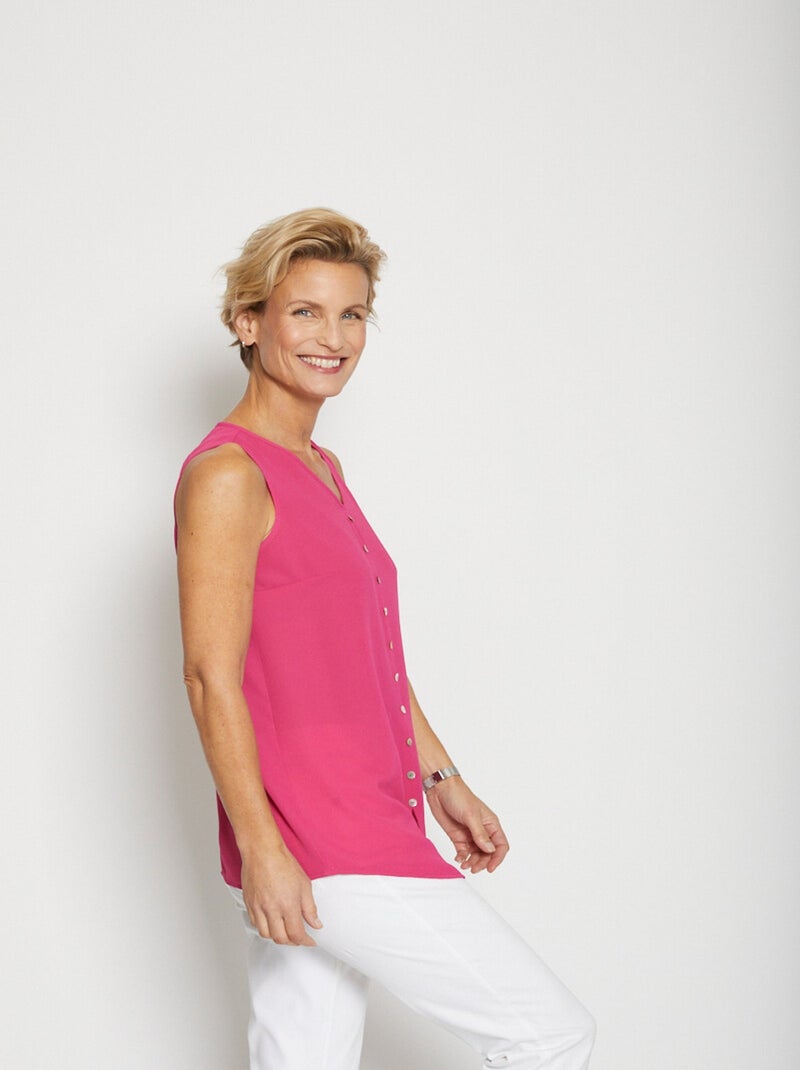 Tunique fluide longue sans manches Rose fushia - Kiabi