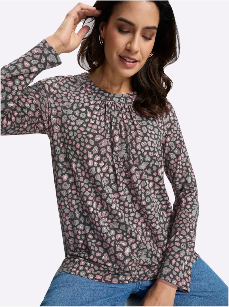 Tunique fronce légère à l'encolure - taille standard - witt Gris Rose - Kiabi