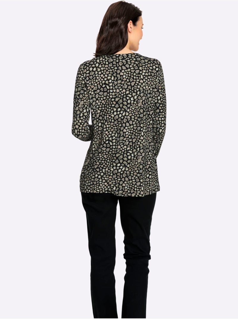 Tunique Fronce Légère à L'encolure - Taille Standard - Witt Noir Vert - Kiabi
