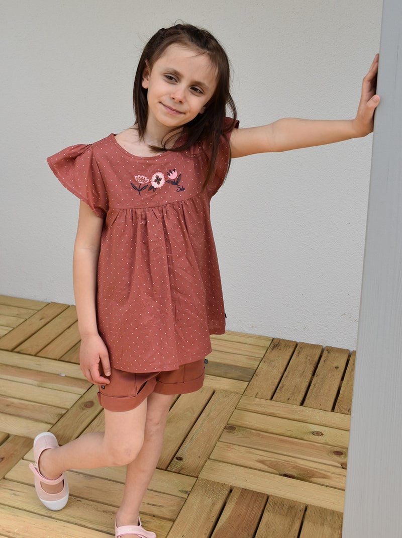 TUNIQUE GILBERTE VOILE MANCHES COURTES ENFANT Marron - Kiabi