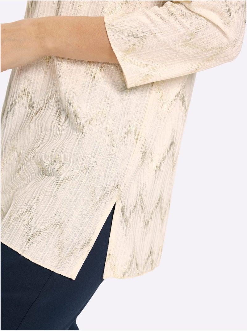 Tunique Imprimé Feuille Doré - Taille Standard - Helline Écru/Jaune - Kiabi