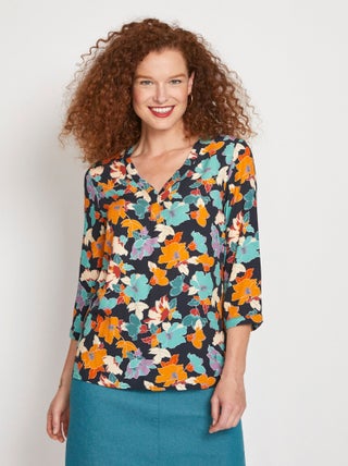 Tunique imprimé floral manches 3/4