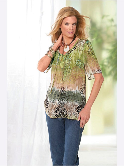 Tunique Imprimé Imitation Batik Et Superbes Effets Brillants - Taille Standard - Moda Vilona - Kiabi