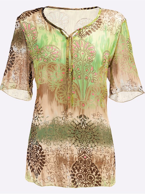 Tunique Imprimé Imitation Batik Et Superbes Effets Brillants - Taille Standard - Moda Vilona - Kiabi