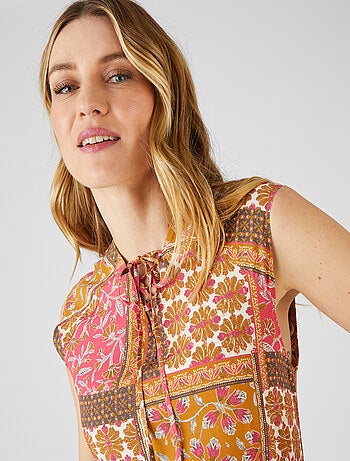 Tunique imprimé patchwork fleuri - damart