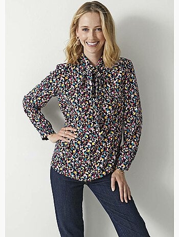 Tunique imprimée col effet lavallière - Afibel