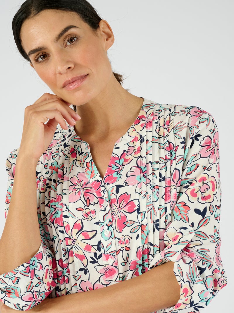 Tunique imprimée pure viscose - Damart Blanc Ecru - Kiabi