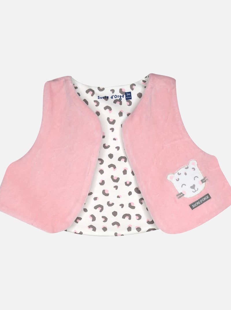 TUNIQUE JEGGING GILET SANS MANCHES MAÏA MAILLE BEBE Rose - Kiabi