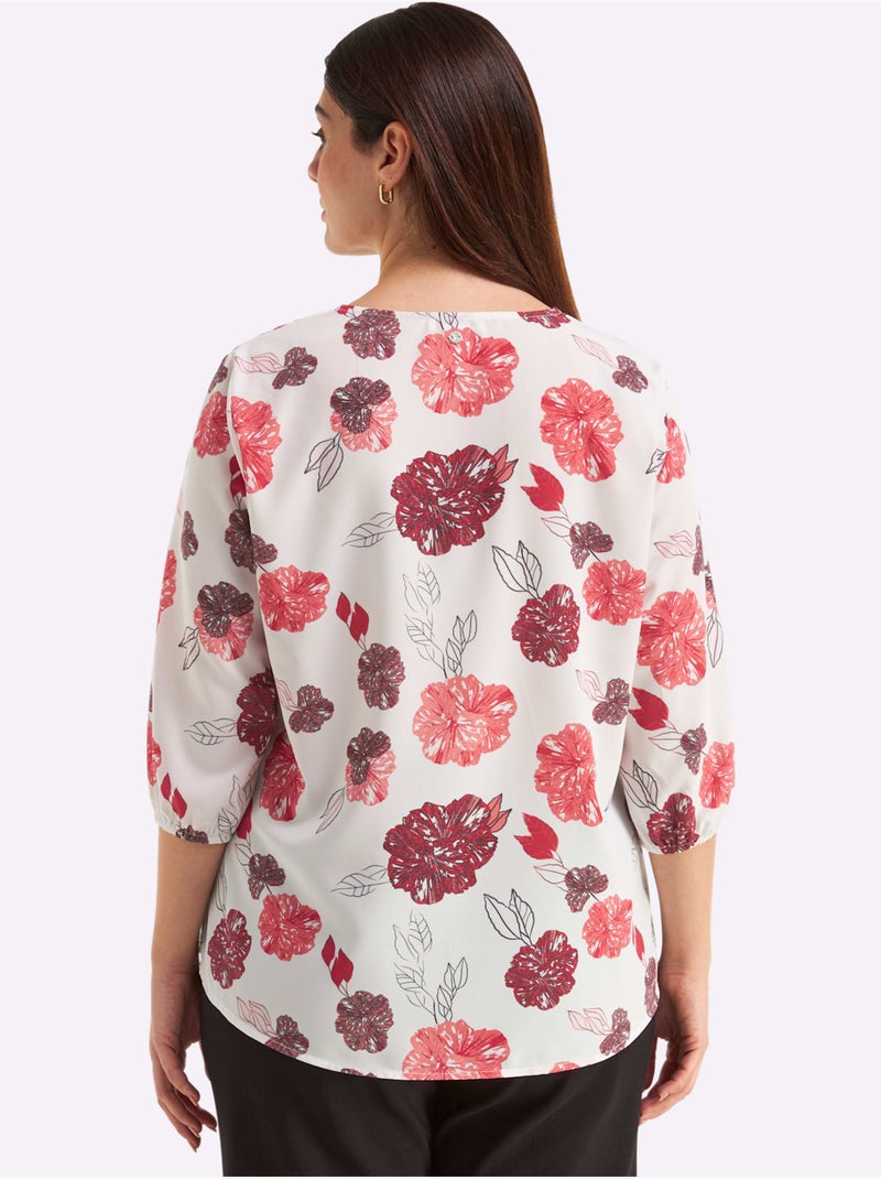 Tunique Joli Motif Floral - Taille Standard - Sheego Beige/Blanc - Kiabi