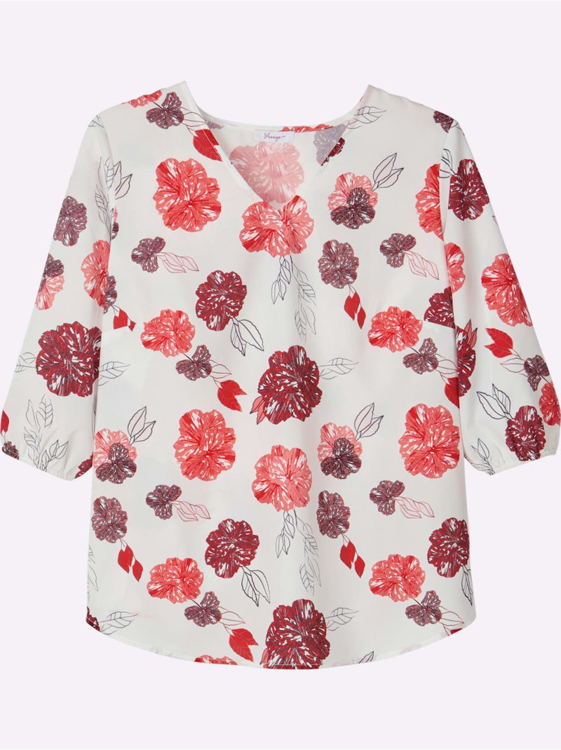 Tunique Joli Motif Floral - Taille Standard - Sheego Beige/Blanc - Kiabi