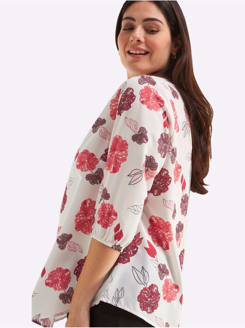 Tunique Joli Motif Floral - Taille Standard - Sheego Beige/Blanc - Kiabi
