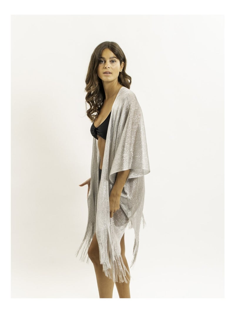 Tunique Kaftan lurex KARONA Argent - Kiabi