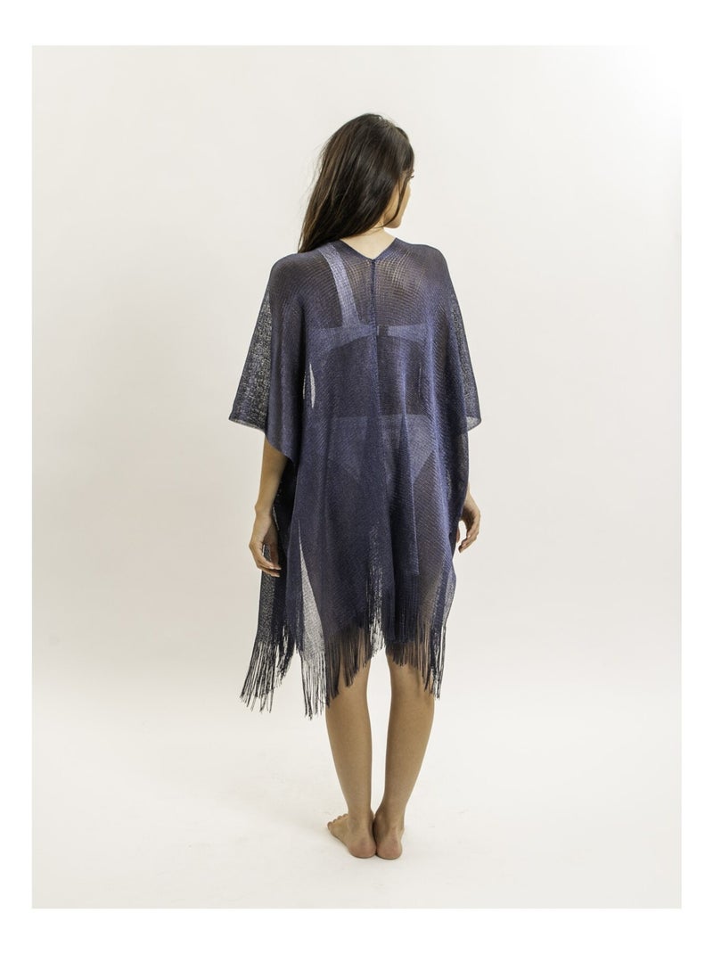Tunique Kaftan lurex KARONA Bleu marine - Kiabi