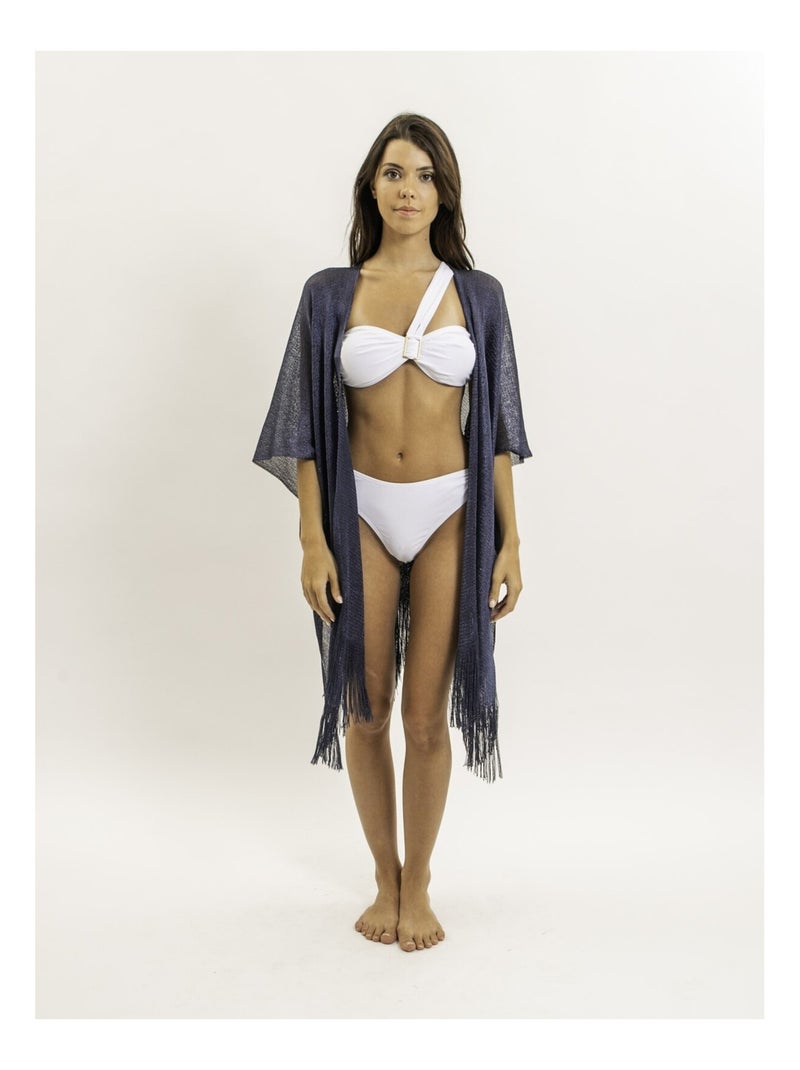 Tunique Kaftan lurex KARONA Bleu marine - Kiabi