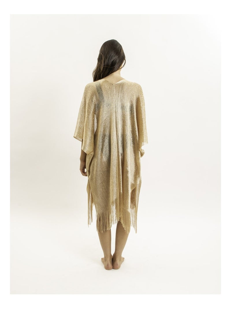 Tunique Kaftan lurex KARONA Noir Doré - Kiabi