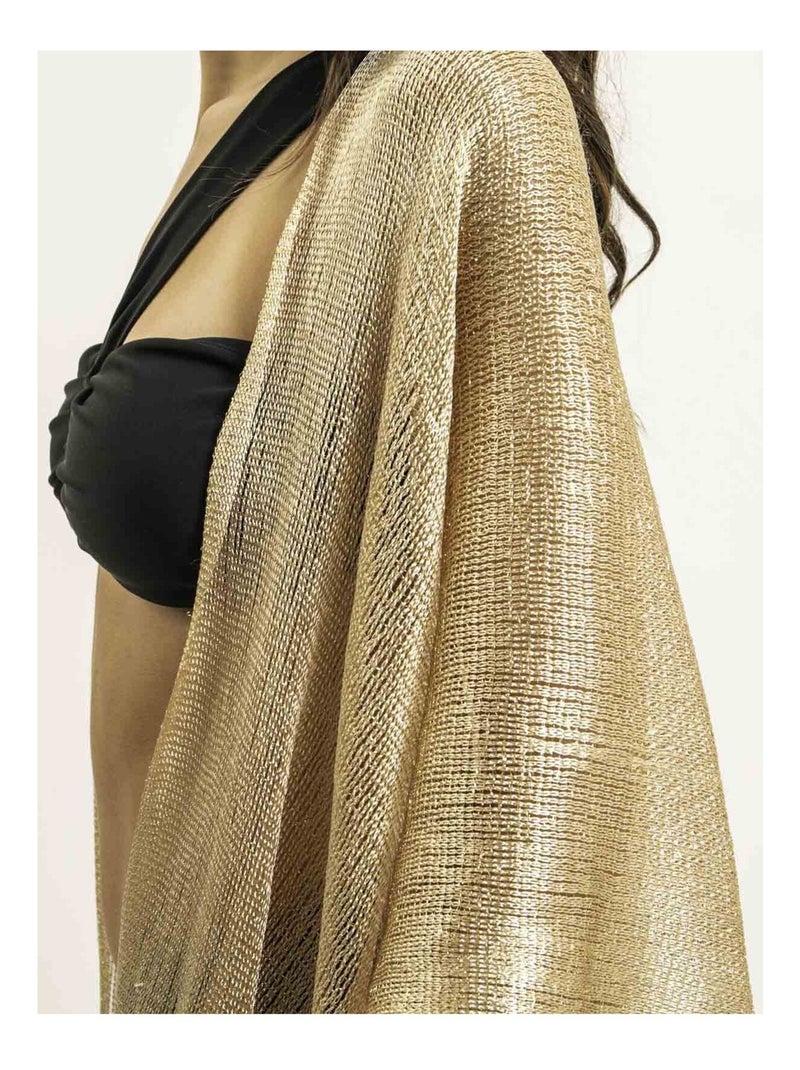 Tunique Kaftan lurex KARONA Noir Doré - Kiabi