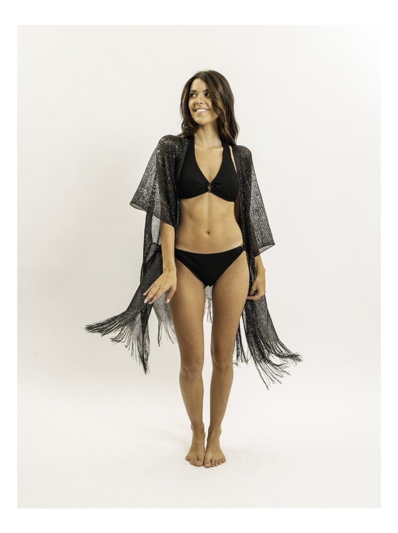 Tunique Kaftan lurex KARONA Noir - Kiabi