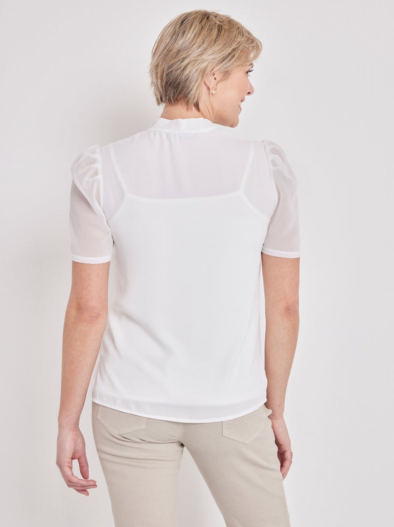 Tunique lavallière bi-matière motifs brillants - Afibel Beige - Kiabi
