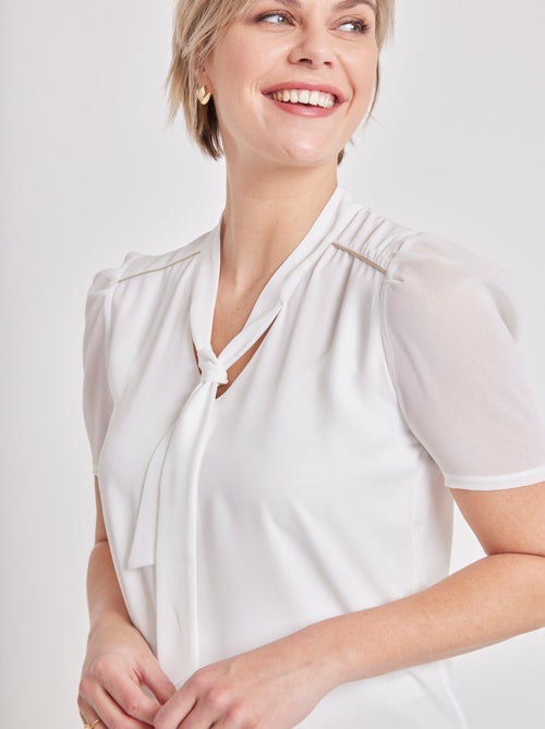 Tunique lavallière bi-matière motifs brillants - Kiabi