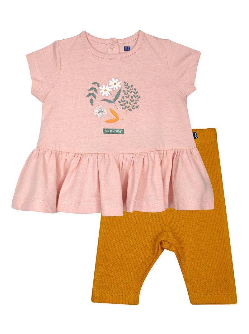 TUNIQUE LEGGING NADIONA MAILLE MANCHES COURTES Rose - Kiabi