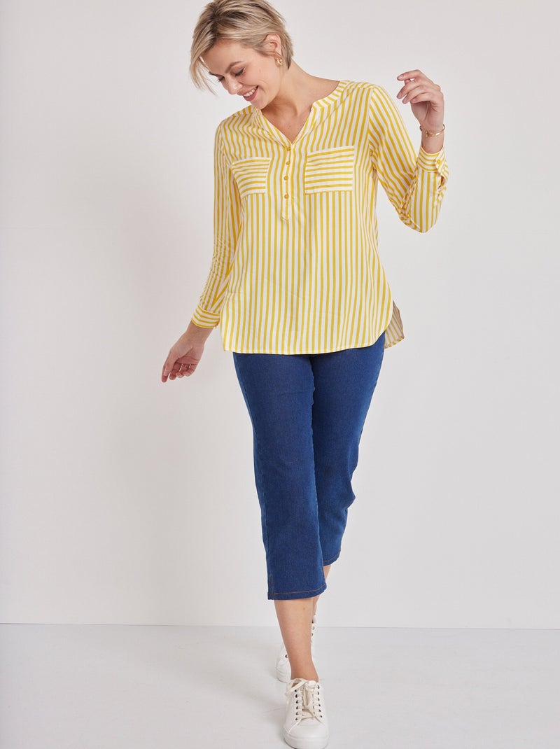 Tunique liquette longue rayée Jaune - Kiabi