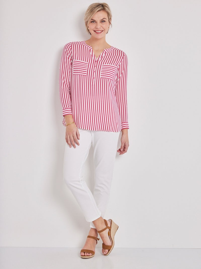 Tunique liquette longue rayée Rose fushia - Kiabi