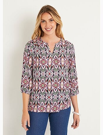 Tunique longue ample boutonnée manches 3/4 - Afibel