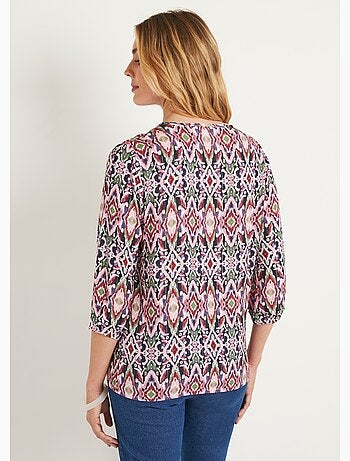 Tunique longue ample boutonnée manches 3/4 - Afibel