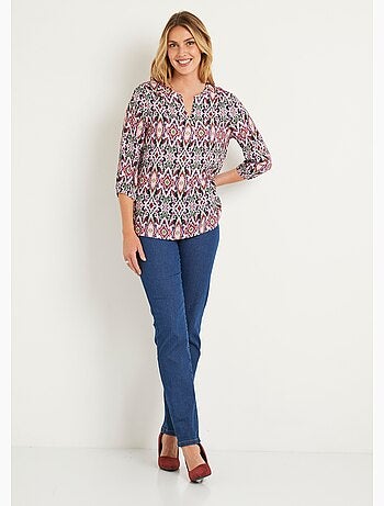 Tunique longue ample boutonnée manches 3/4 - Afibel