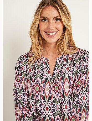 Tunique longue ample boutonnée manches 3/4 - Afibel