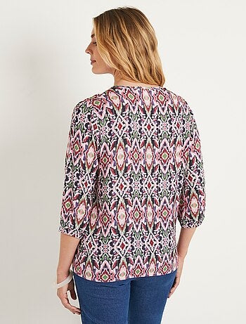 Tunique longue ample boutonnée manches 3/4