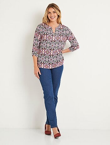 Tunique longue ample boutonnée manches 3/4