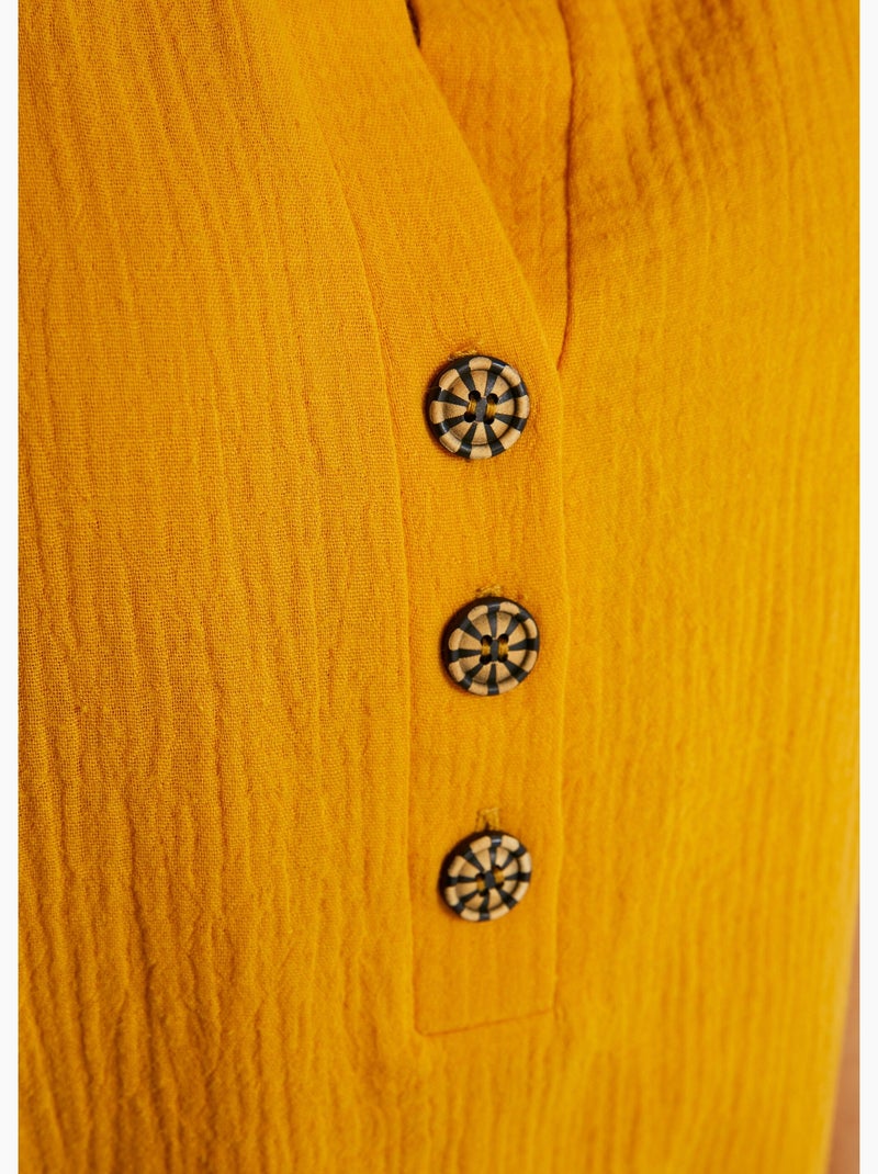 Tunique longue ample coton uni - Afibel Jaune - Kiabi