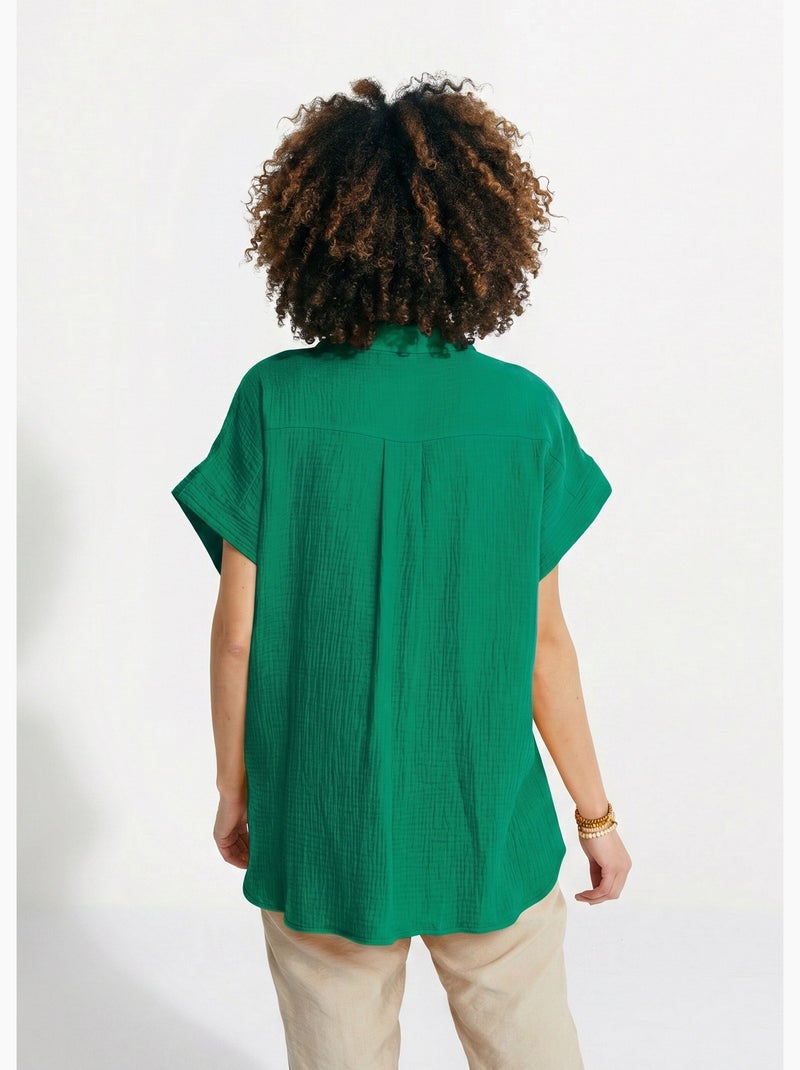 Tunique longue ample coton uni - Afibel Vert - Kiabi