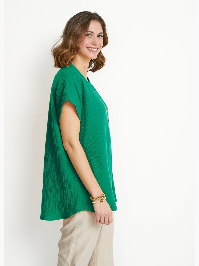 Tunique longue ample coton uni - Afibel Vert - Kiabi