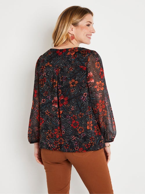Tunique longue blousante en voile fleuri - Afibel - Kiabi