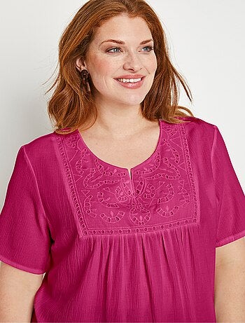 Tunique longue bohème en crépon - Afibel