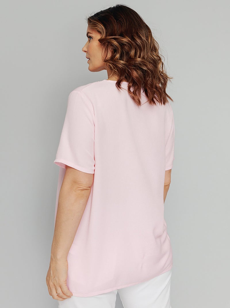 Tunique longue bohème en crépon - Afibel Rose - Kiabi