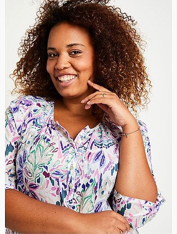 Tunique longue boutonnée voile coton - Afibel