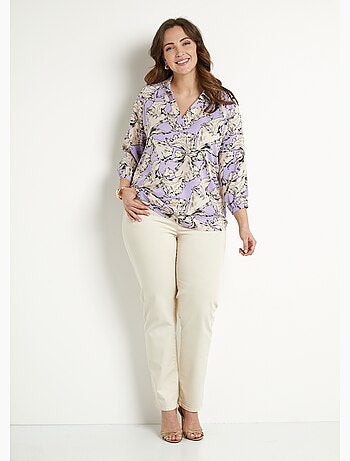 Tunique longue col chemise motif graphique - Afibel