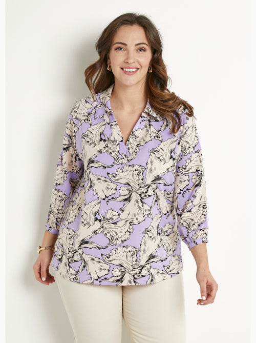 Tunique longue col chemise motif graphique - Afibel - Kiabi