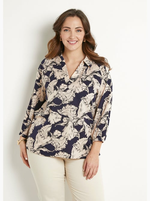 Tunique longue col chemise motif graphique - Afibel - Kiabi