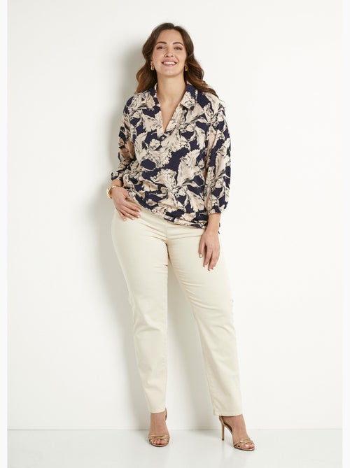 Tunique longue col chemise motif graphique - Afibel - Kiabi