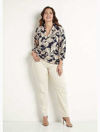 Tunique longue col chemise motif graphique